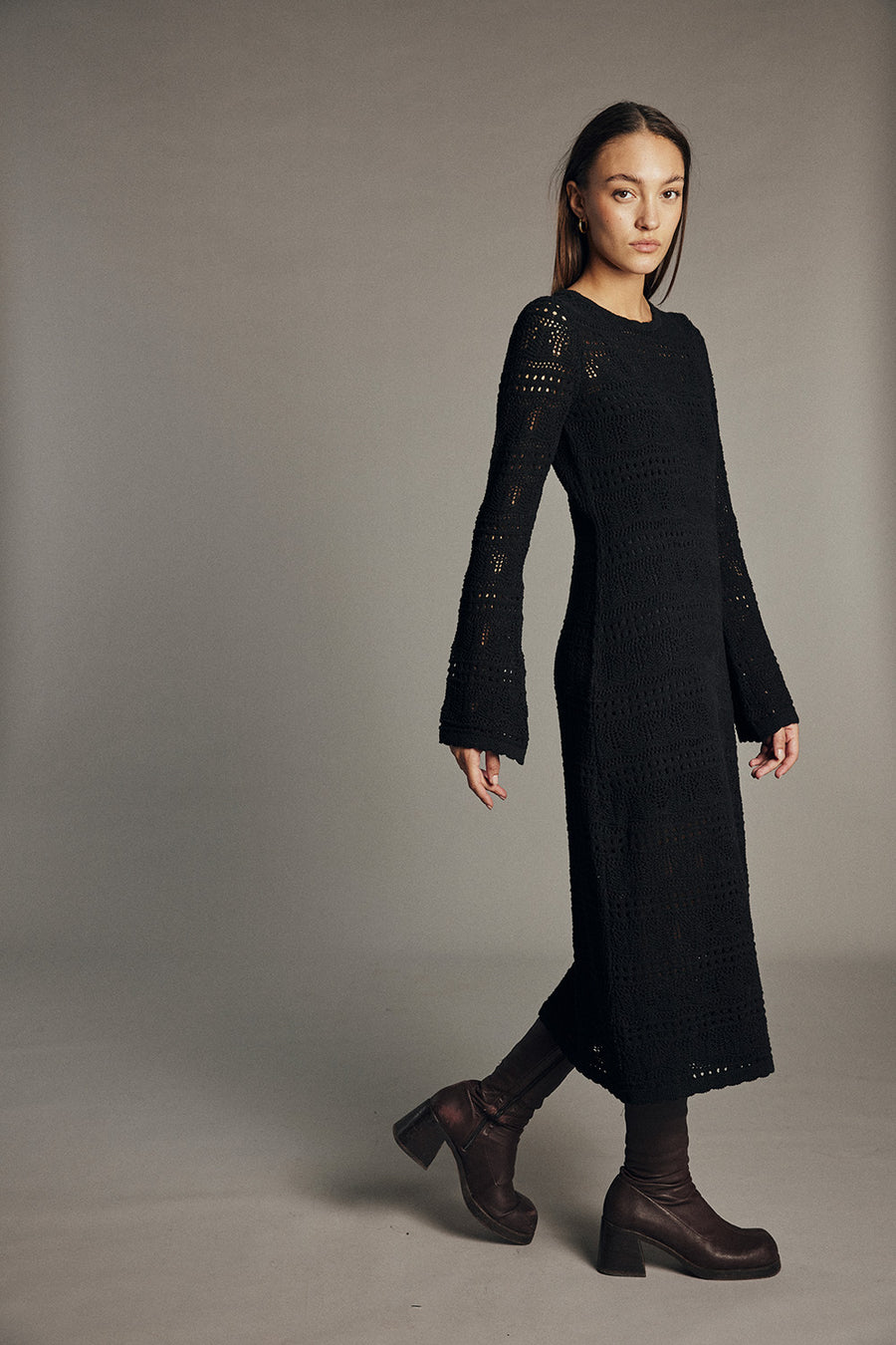 Long openwork knit dress Nael